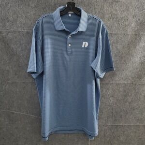 Peter Millar Summer Comfort Golf Polo Shirt Blue Striped Mens Large Performance